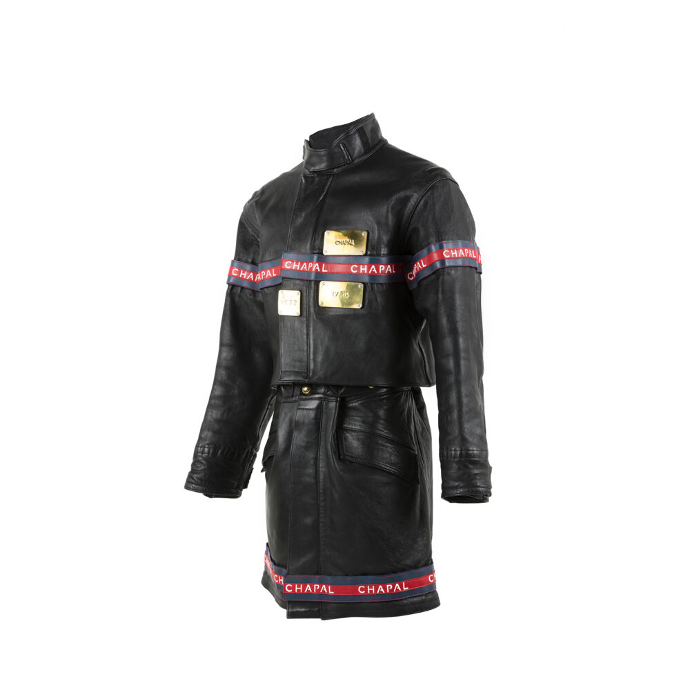 Firefighter Uniform - Glossy leather - Black color