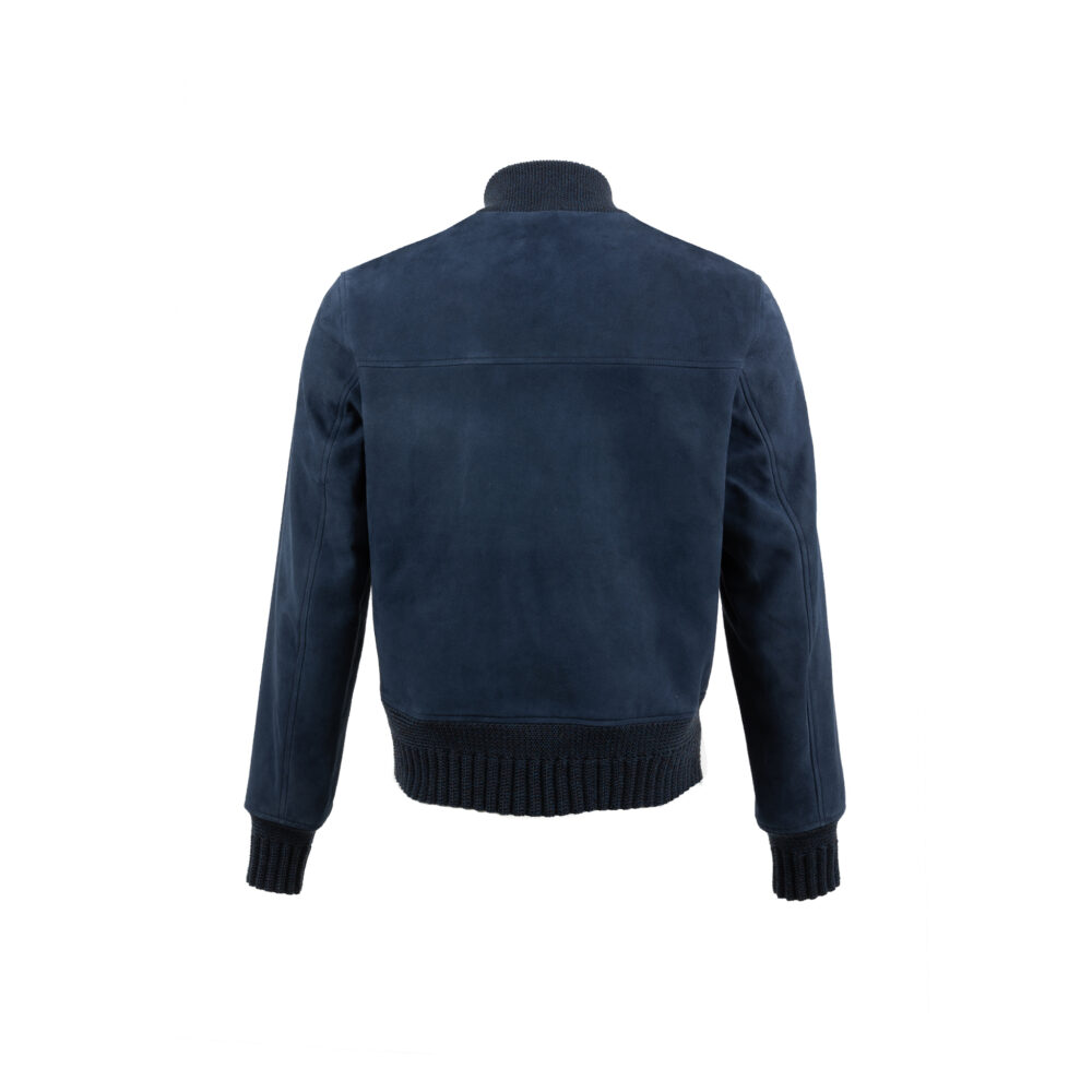 A1 Short Version Jacket - Suede leather - Blue color