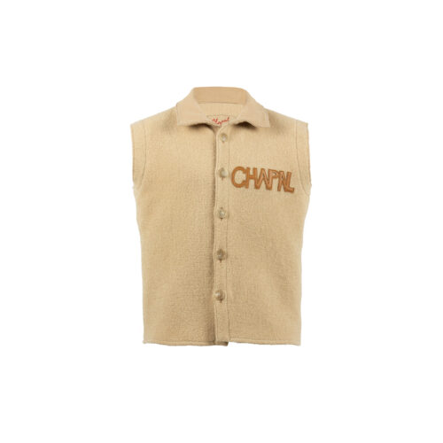 Cardigan sans Manche - Laine Mérinos - Couleur beige