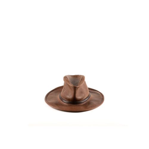 Leather Hat N°2 - Glossy leather - Brown color