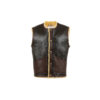 Gilet AW23 - Mouton retourné verni brun - Laine couleur dorée