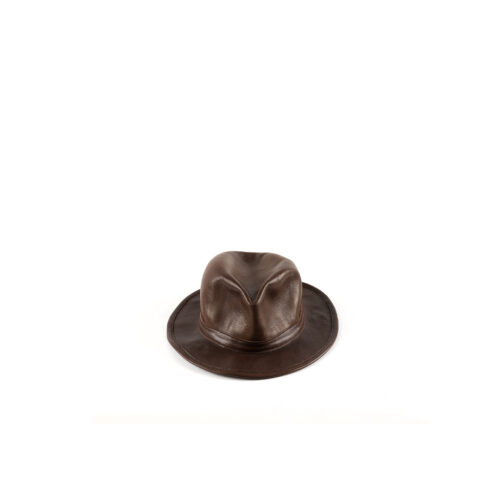 Leather Hat N°1 - Glossy leather - Brown color
