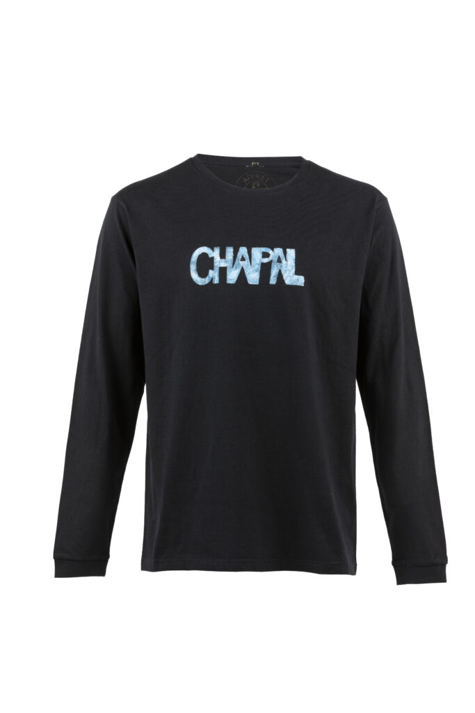 Letters Long Sleeves T-shirt - Jersey and paint - Black and blue colors