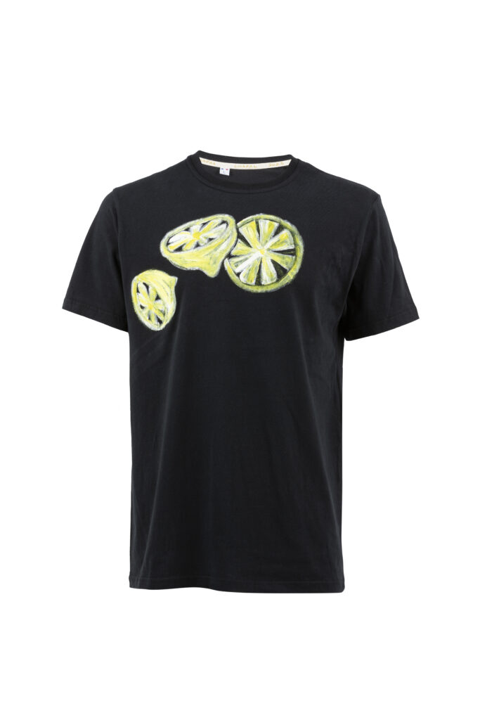 Lemon T-shirt - Jersey and paint - Black and yellow colors