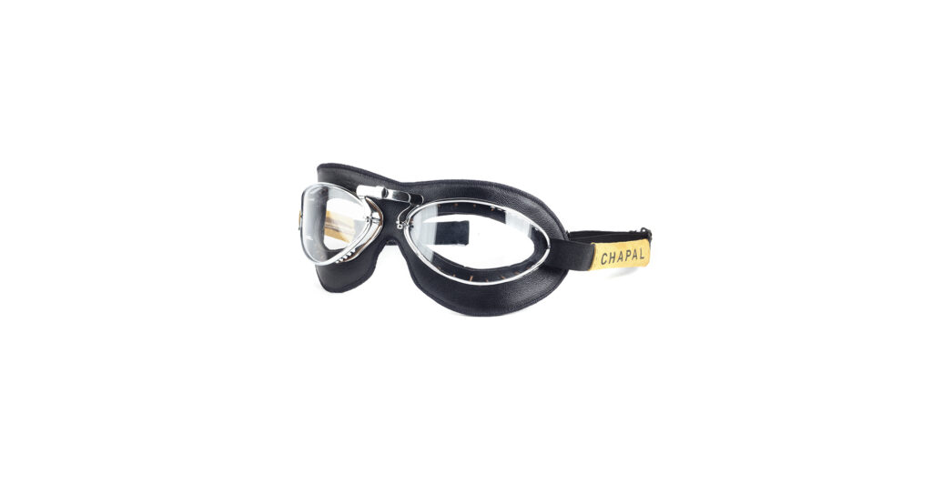 Full Face Goggles - Glossy leather - Black color