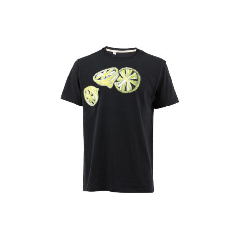 T-shirt Citrons - Jersey de coton - Peint à la main - Couleurs noir et jaune
