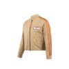 Blouson Anglais - Vintage - Cotton gabardine - Beige color - Orange leather strips