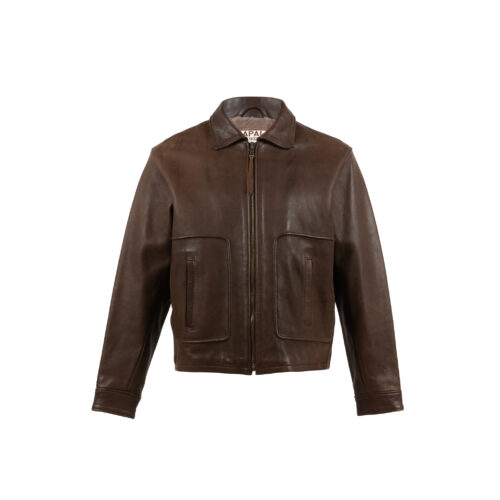 Blouson Sport - Vintage - Glossy leather - Brown color