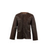 Round-neck Jacket - Vintage - Glossy leather - Brown color