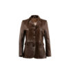 Veste de Concours - Vintage - Cuir glacé - Couleur brun