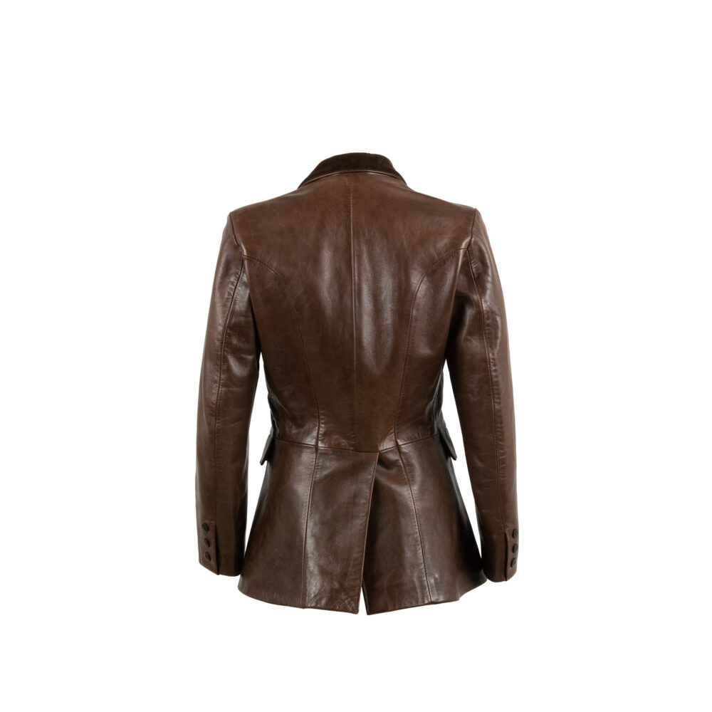 Veste de Concours - Vintage - Cuir glacé - Couleur brun