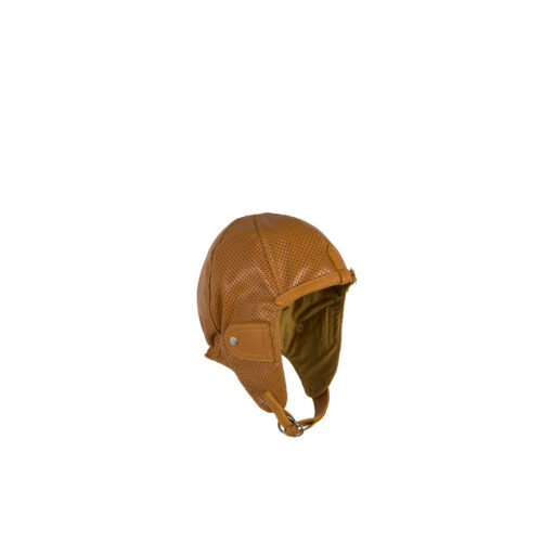Driver Helmet - Perforated glossy leather - Tan color