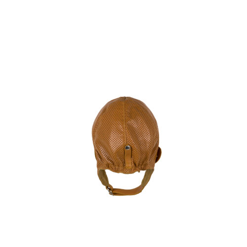 Driver Helmet - Perforated glossy leather - Tan color