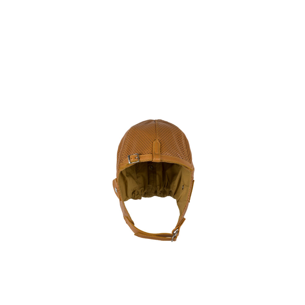 Driver Helmet - Perforated glossy leather - Tan color