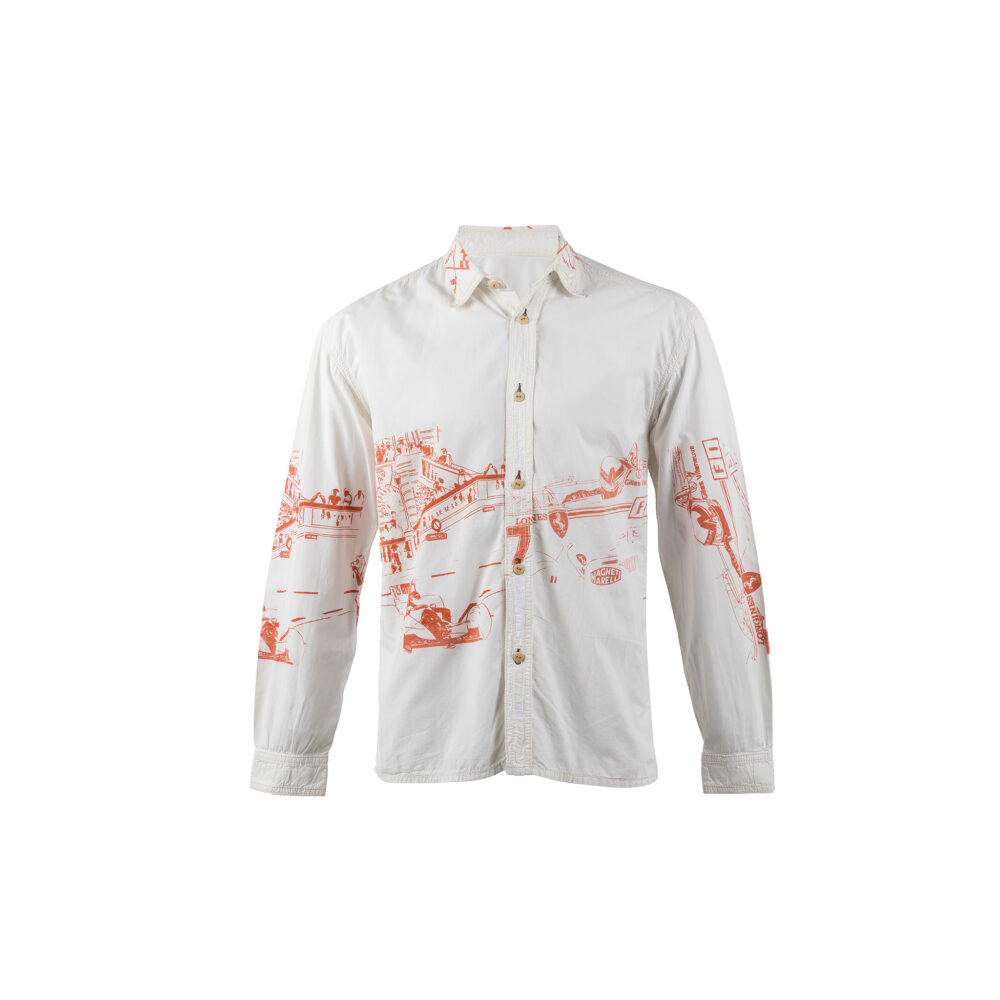 Chemise Le Mans Classic - Vintage - Popeline de coton - Couleurs blanc et orange