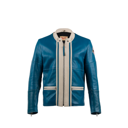 Chapalac - Vintage - Cuir glacé - Couleurs bleu et blanc
