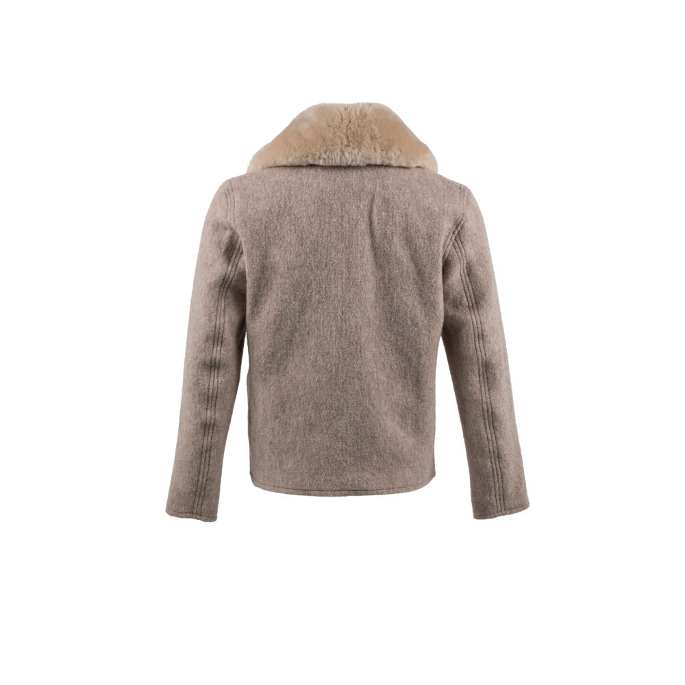 Cardigan - Merino wool - Fur Collar - Pink beige