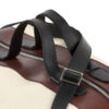 Roppongi Bag - Glossy leather - Ecru white, burgundy and charcoal grey colors