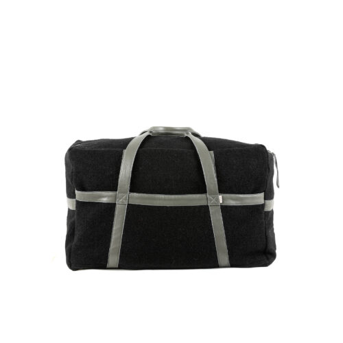 Sac Souple Large - Vintage - Laine Mérinos et cuir glacé - Couleurs noir et gris
