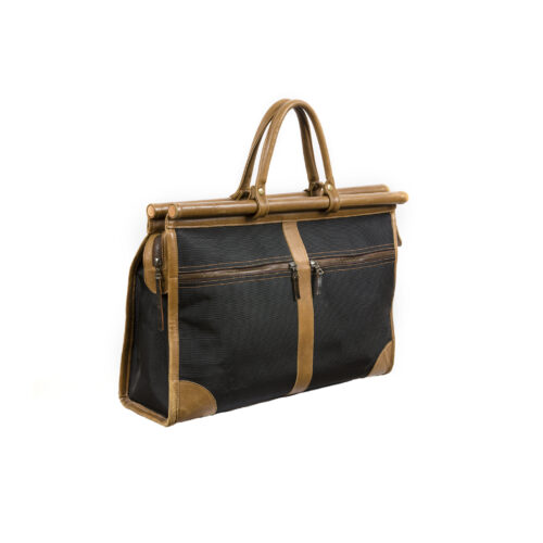 Sac de Chasse - Vintage - Tissu carbone et cuir glacé - Couleur brun