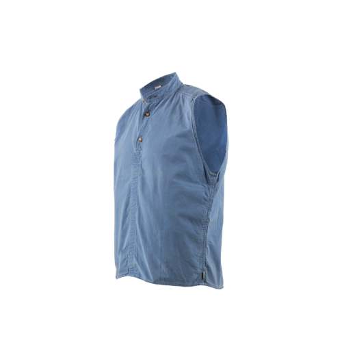 Sleeveless Shirt - Cotton poplin - Light blue color
