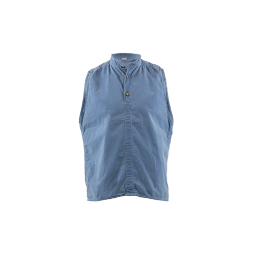 Sleeveless Shirt - Cotton poplin - Light blue color