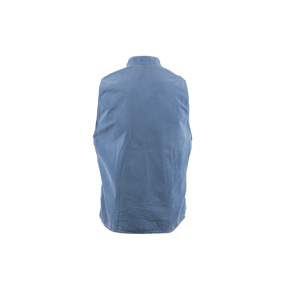Sleeveless Shirt - Cotton poplin - Light blue color