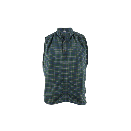 Sleeveless Shirt - Cotton poplin - Blue and green colors
