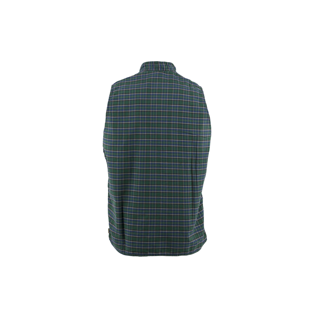 Sleeveless Shirt - Cotton poplin - Blue and green colors