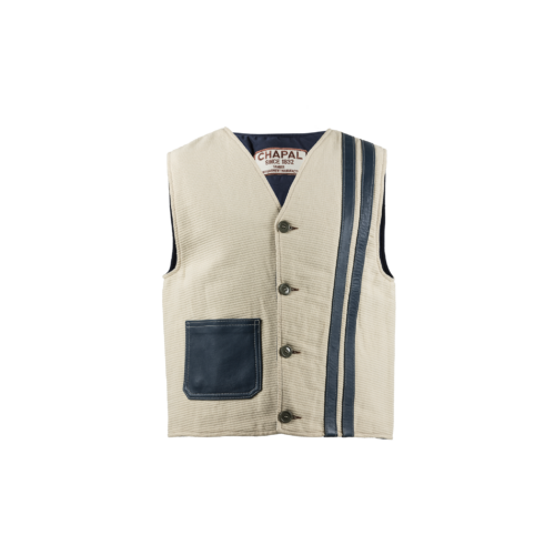 Striped Waistcoat - Vintage - Cotton gabardine - Ecru white color