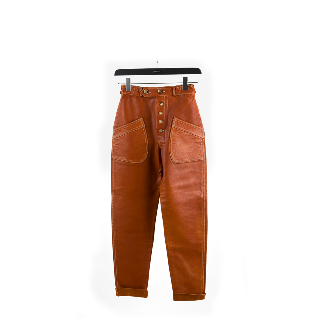 Pantalon Pilote - Vintage - Cuir glacé - Couleur orange
