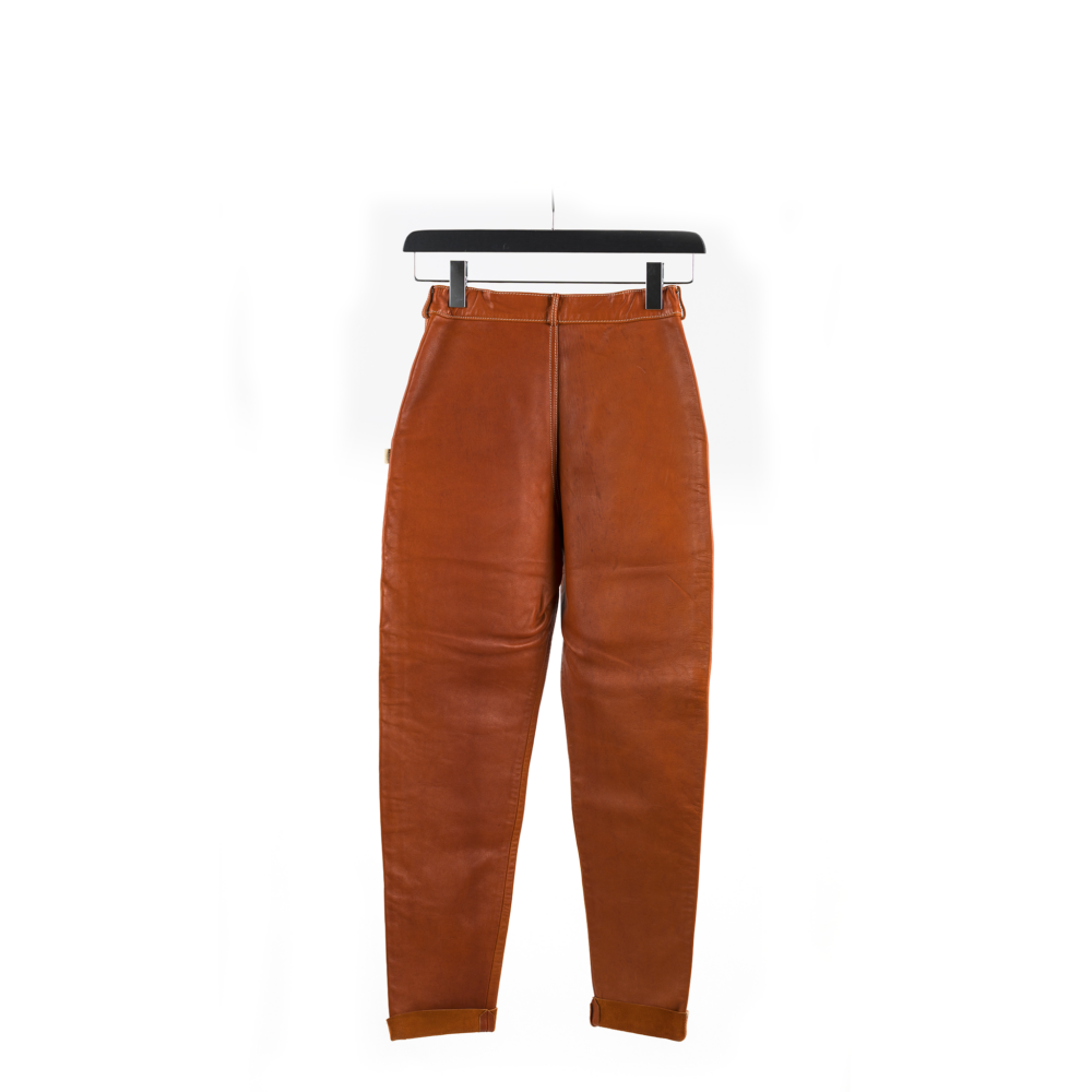 Pantalon Pilote - Vintage - Cuir glacé - Couleur orange
