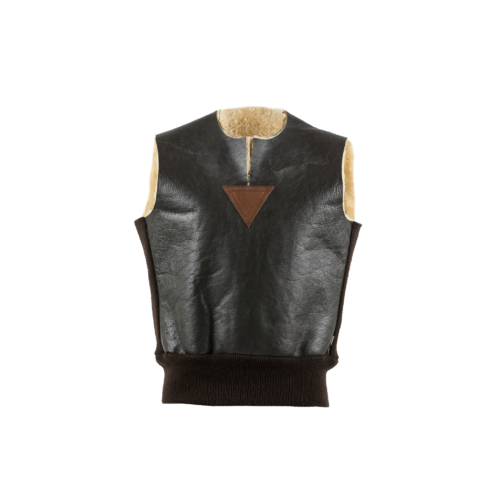Sleeveless Jumper - Vintage - Varnished shearling - Champagne color