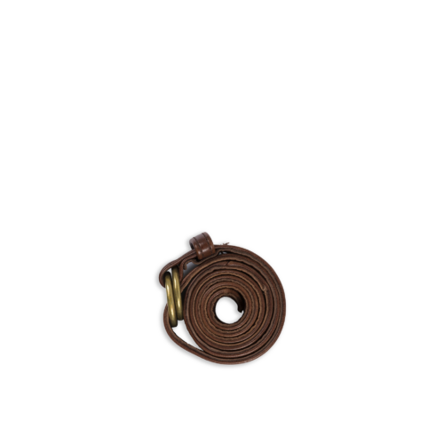 Double Ring Belt - Vintage - Glossy leather - Brown color