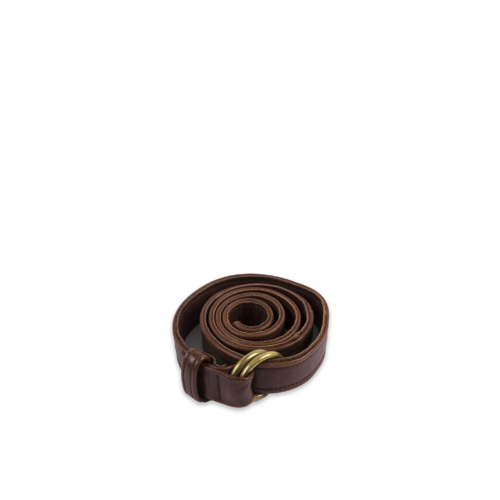 Double Ring Belt - Vintage - Glossy leather - Brown color