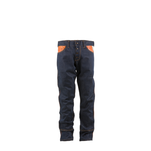 Jeans 2008 AC - Vintage - Denim canvas & glossy leather - Orange color