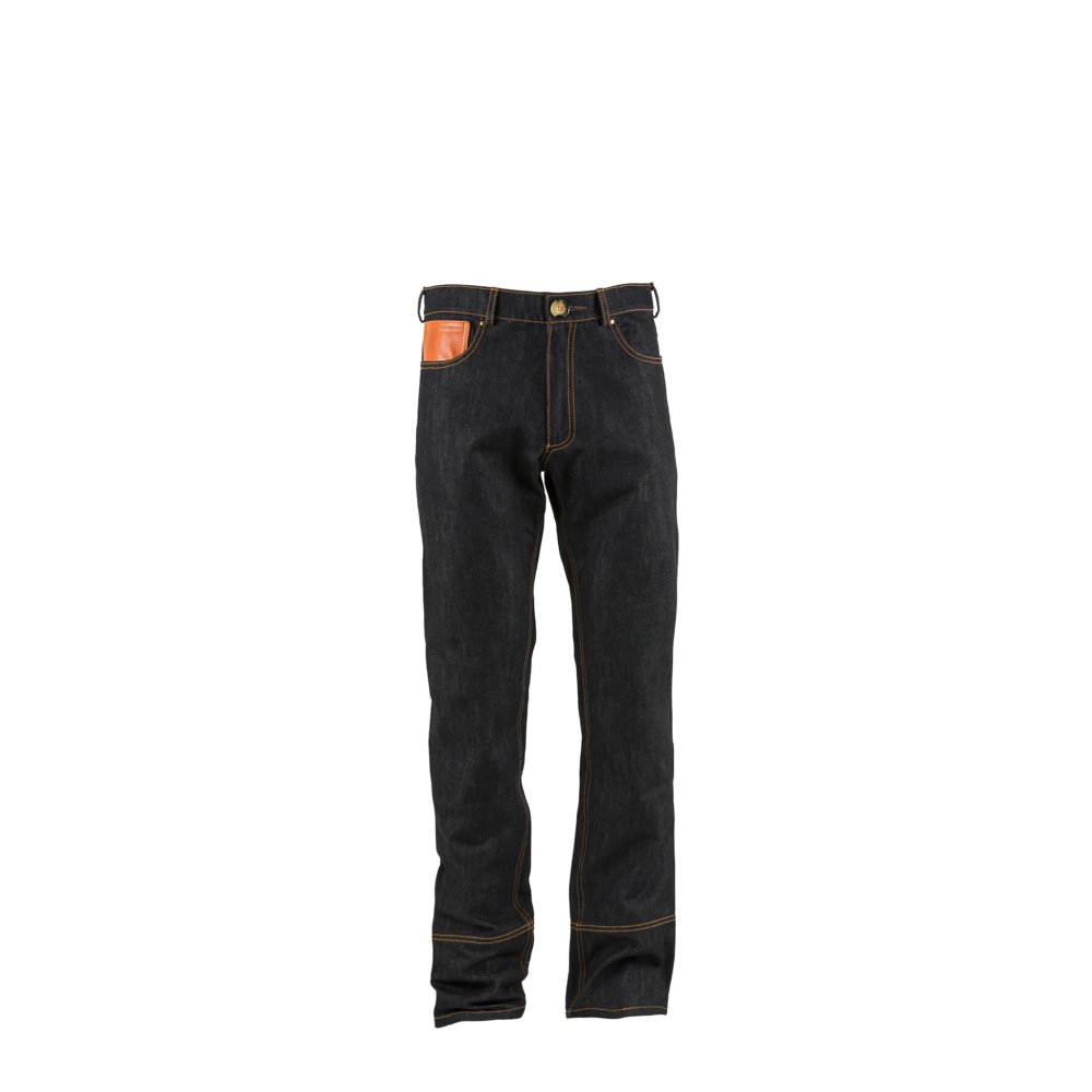 Jeans Teatro - Vintage - Toile denim et cuir glacé - Couleur orange