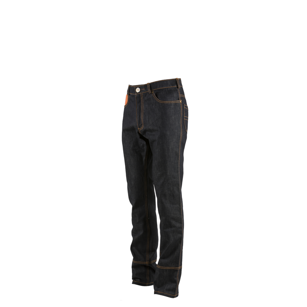 Jeans Teatro - Vintage - Toile denim et cuir glacé - Couleur orange