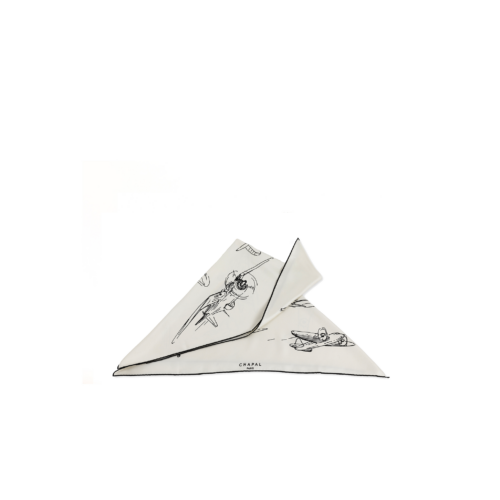 Foulard en soie - Avions noir et blanc - Soie - Couleurs noir et blanc