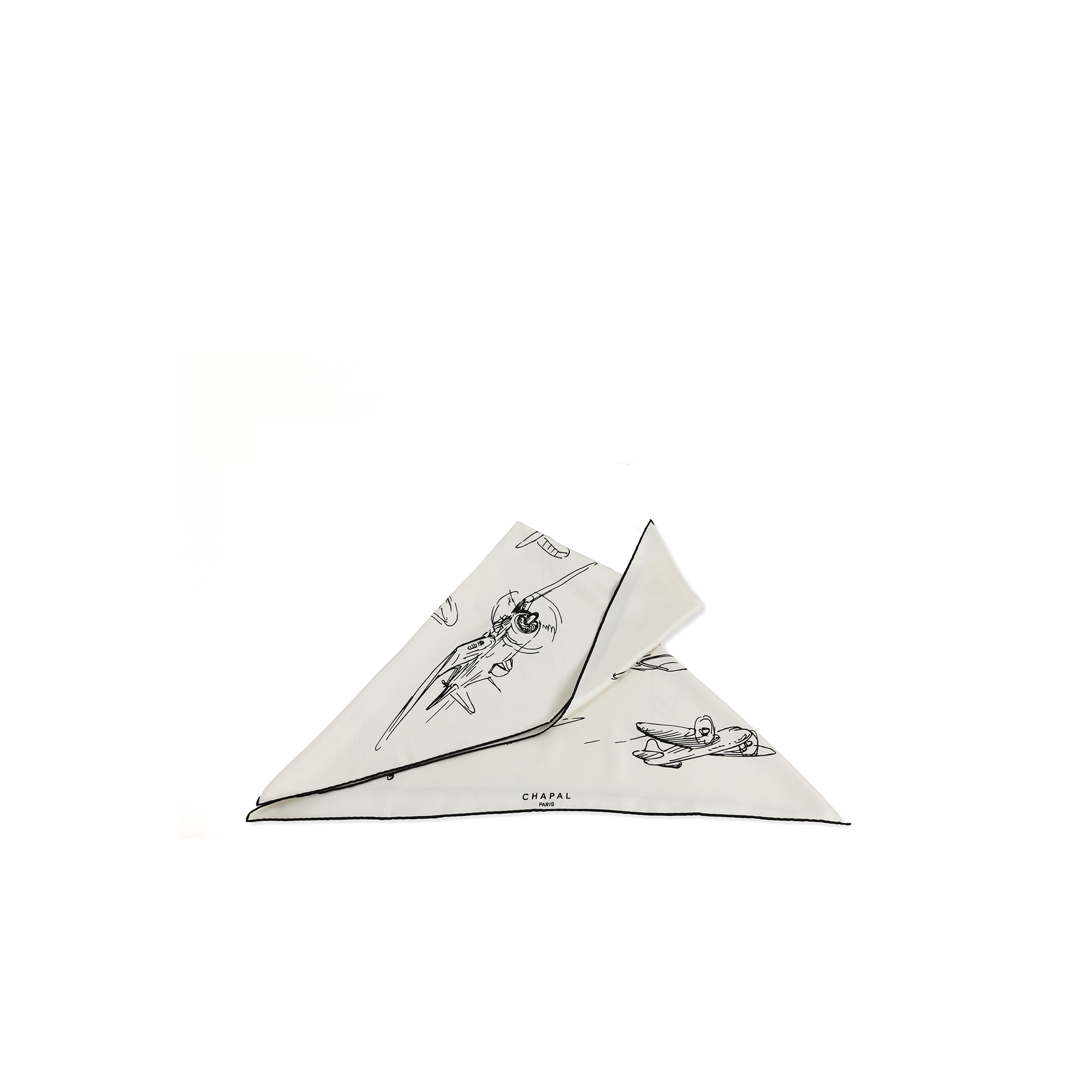 Foulard en soie - Avions noir et blanc - Soie - Couleurs noir et blanc