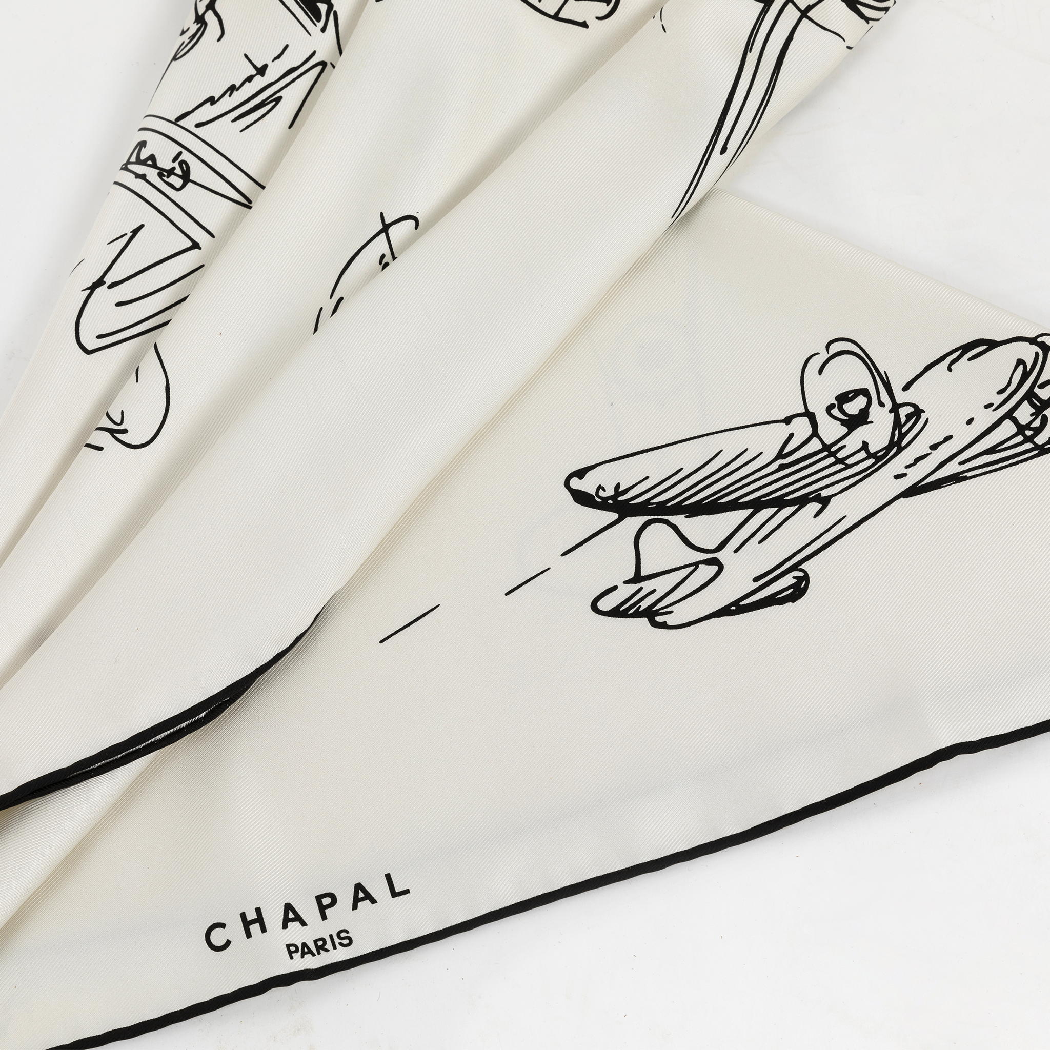 Foulard en soie - Avions noir et blanc - Soie - Couleurs noir et blanc