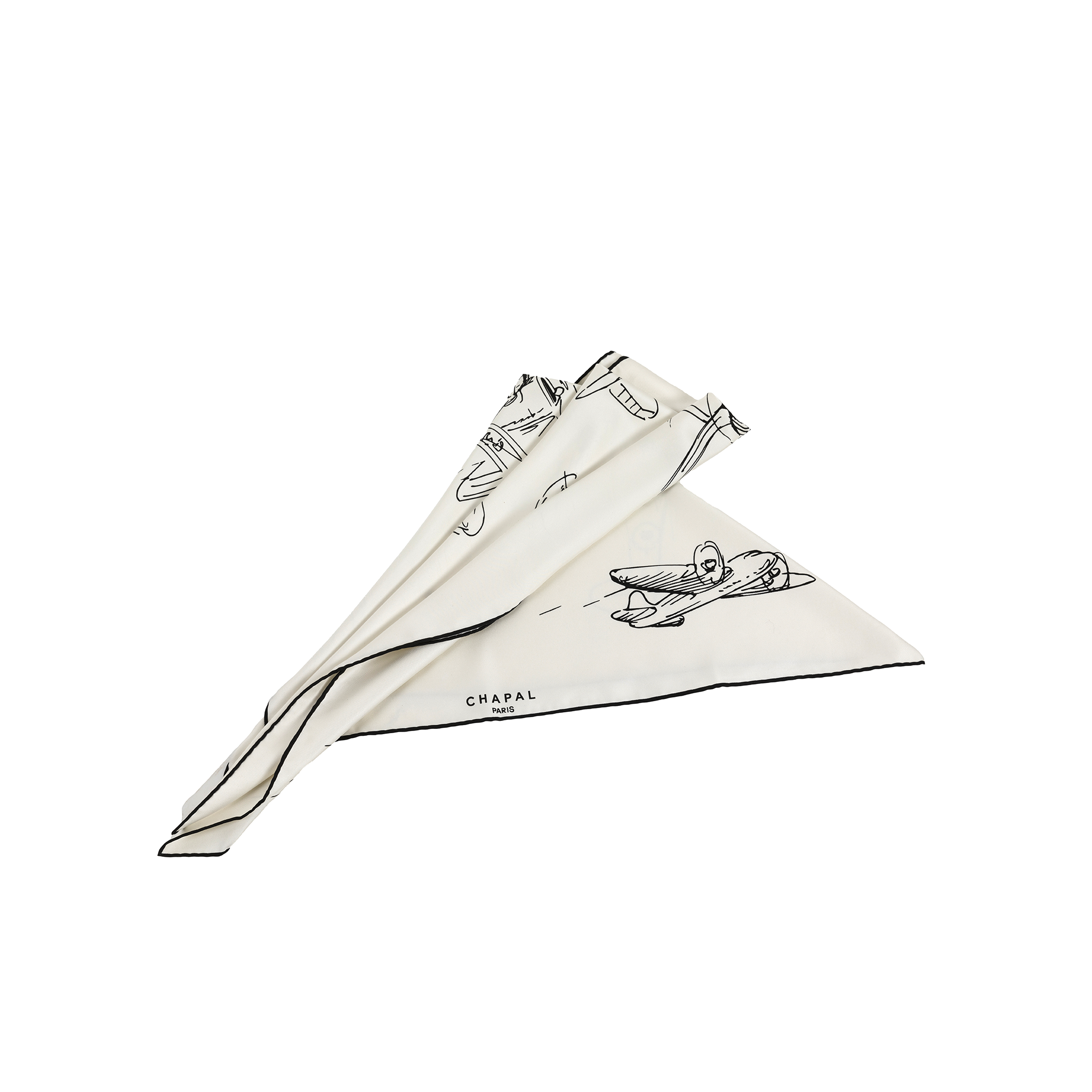 Foulard en soie - Avions noir et blanc - Soie - Couleurs noir et blanc