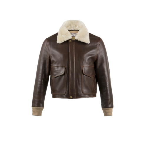 USAAF without Rib - Glossy leather - Dark brown color