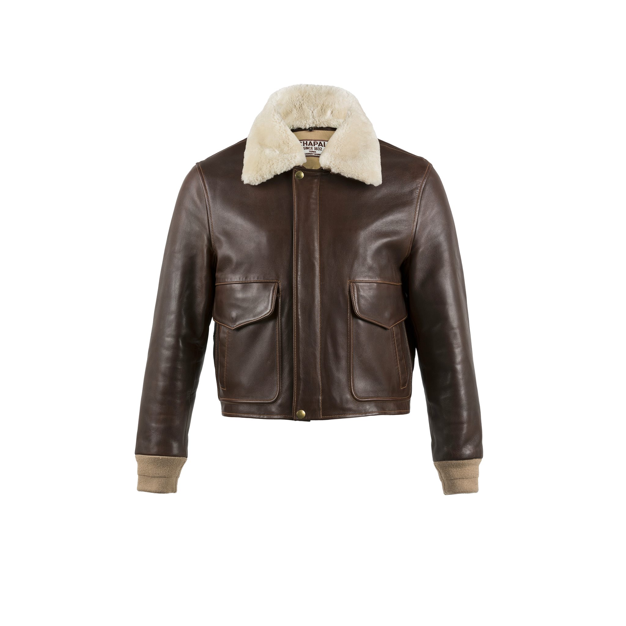 USAAF without Rib - Glossy leather - Dark brown color