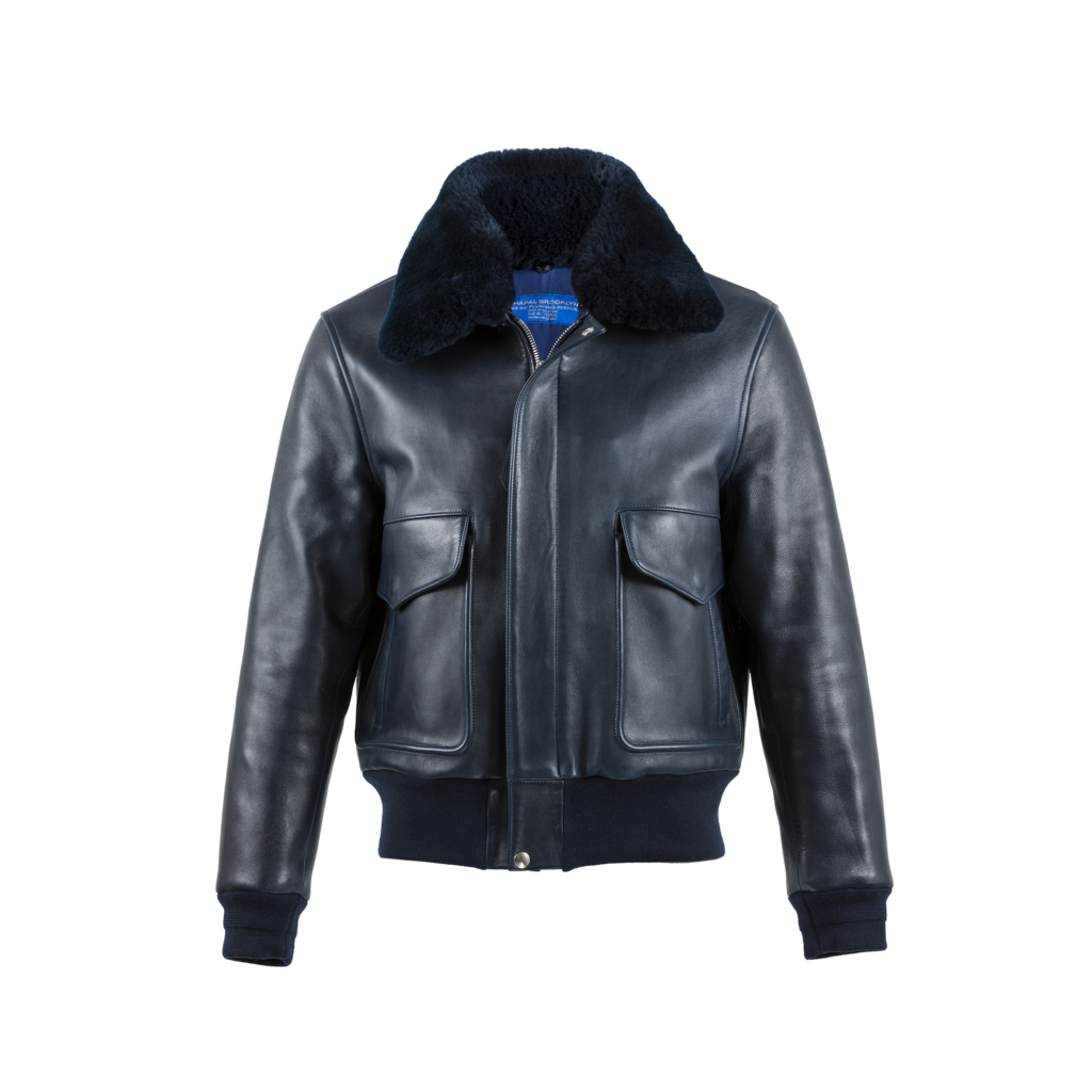 USAAF Hudson Blue - Cuir glacé - Couleur bleu foncé - Bord côte bleu