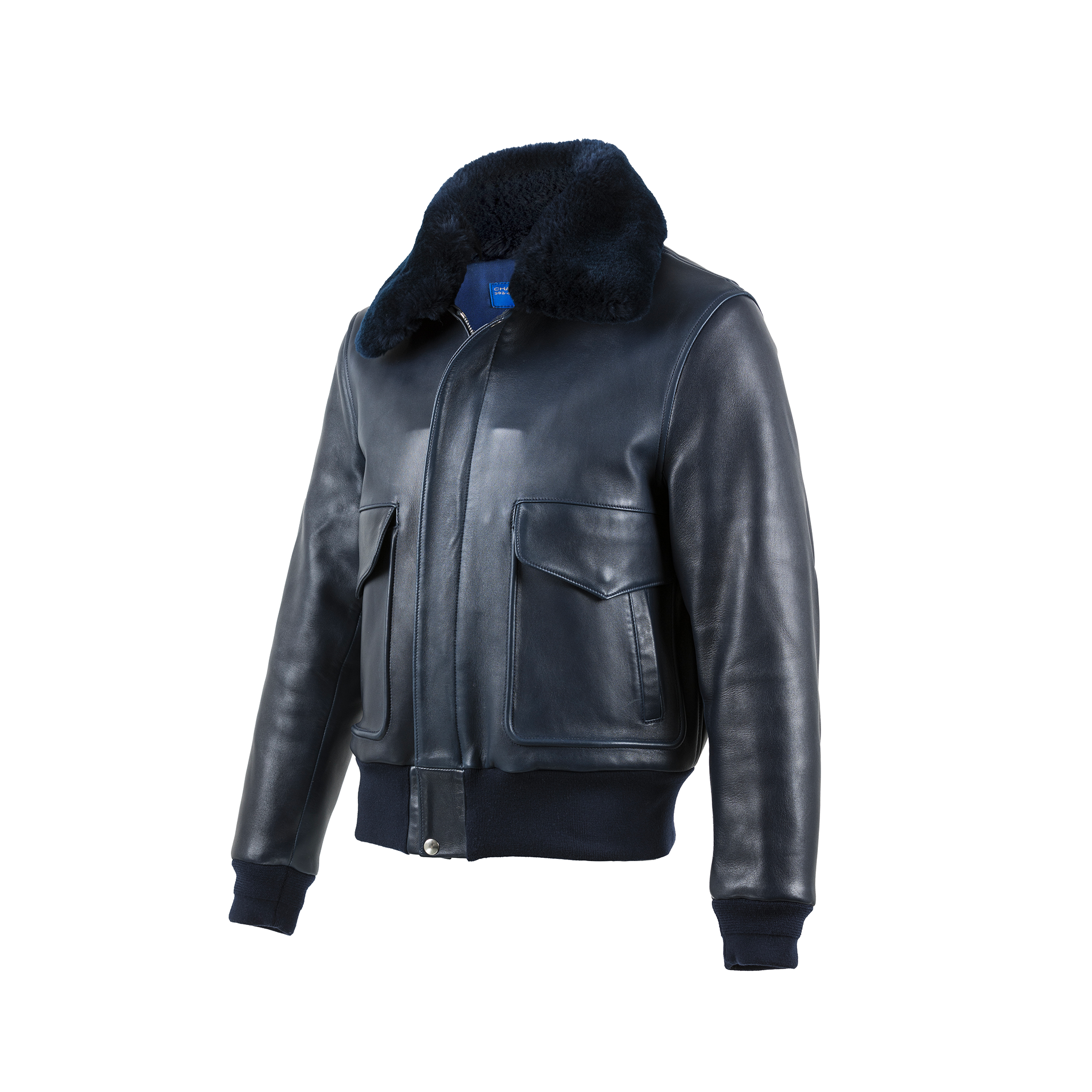 USAAF Hudson Blue - Cuir glacé - Couleur bleu foncé - Bord côte bleu