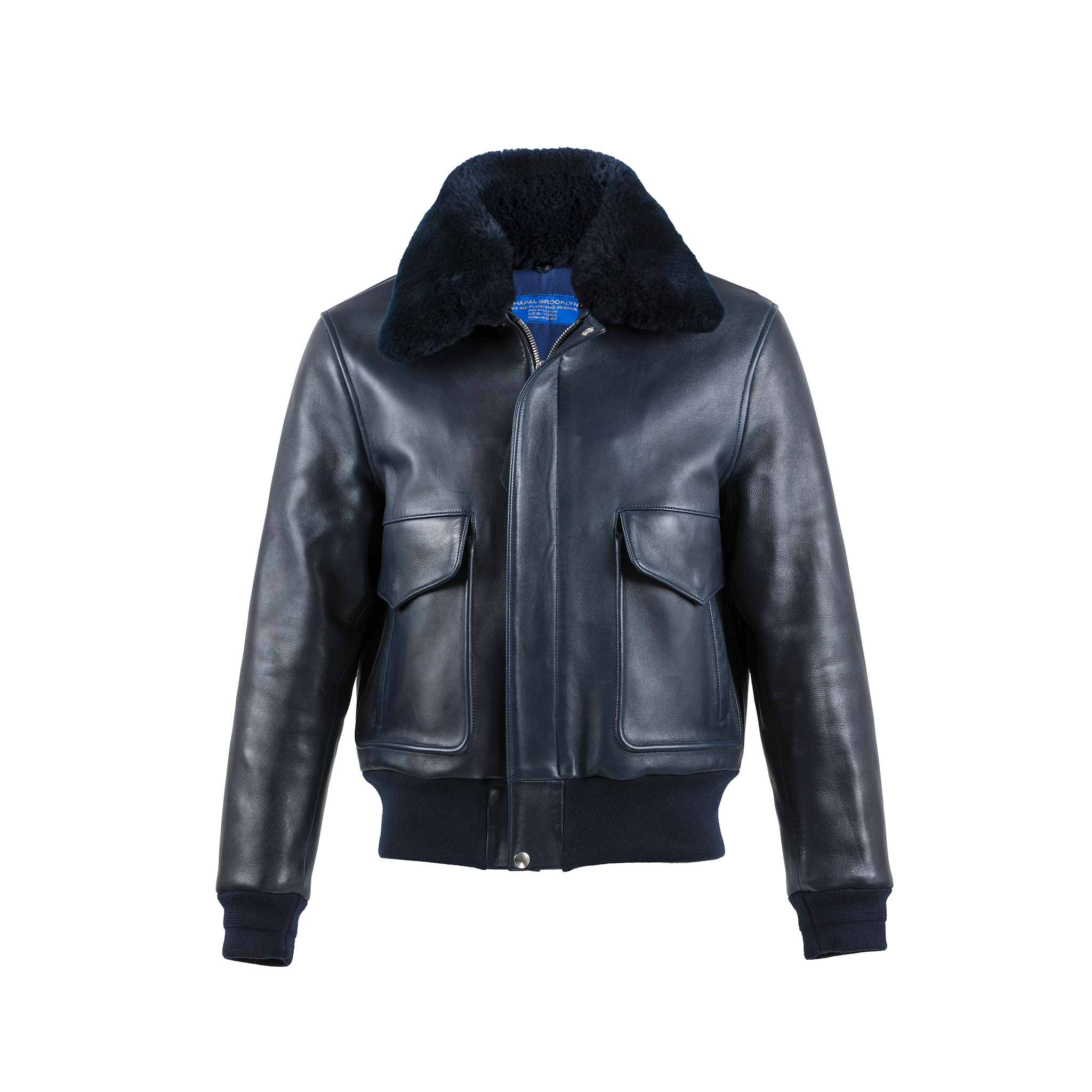 USAAF Hudson Blue - Cuir glacé - Couleur bleu foncé - Bord côte bleu