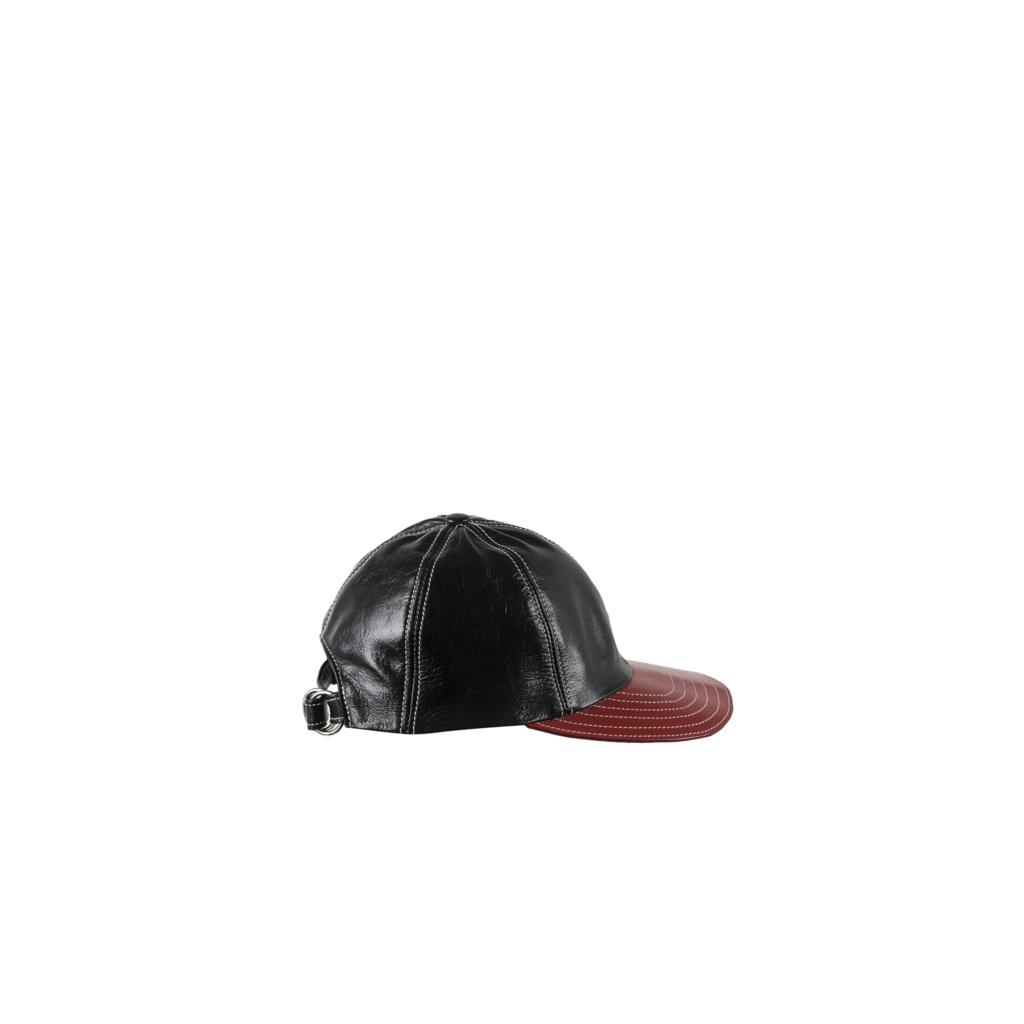 Chapalac Cap - Lacquered leather - Black and red colors