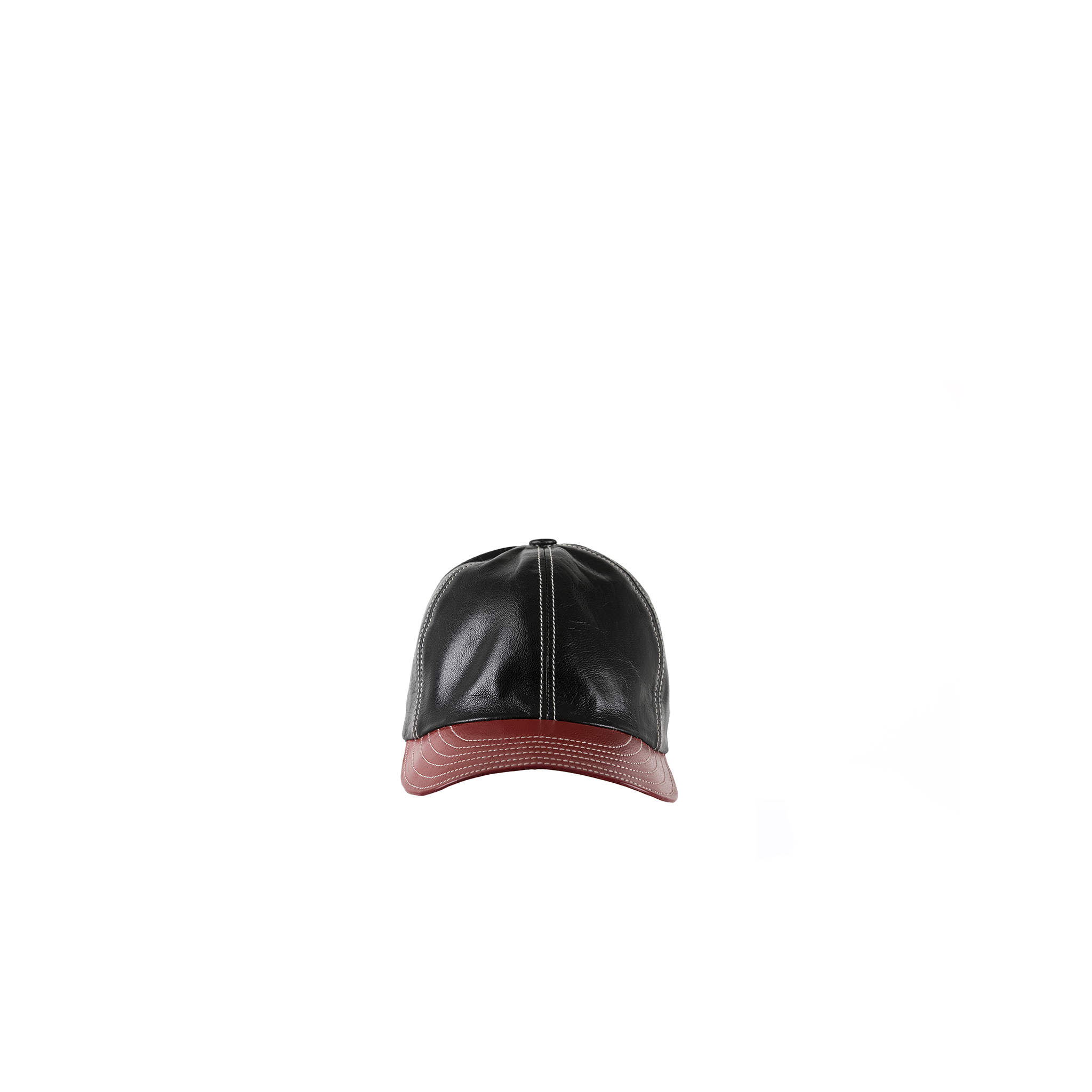 Casquette Chapalac - Cuir laqué - Couleurs noir et rouge