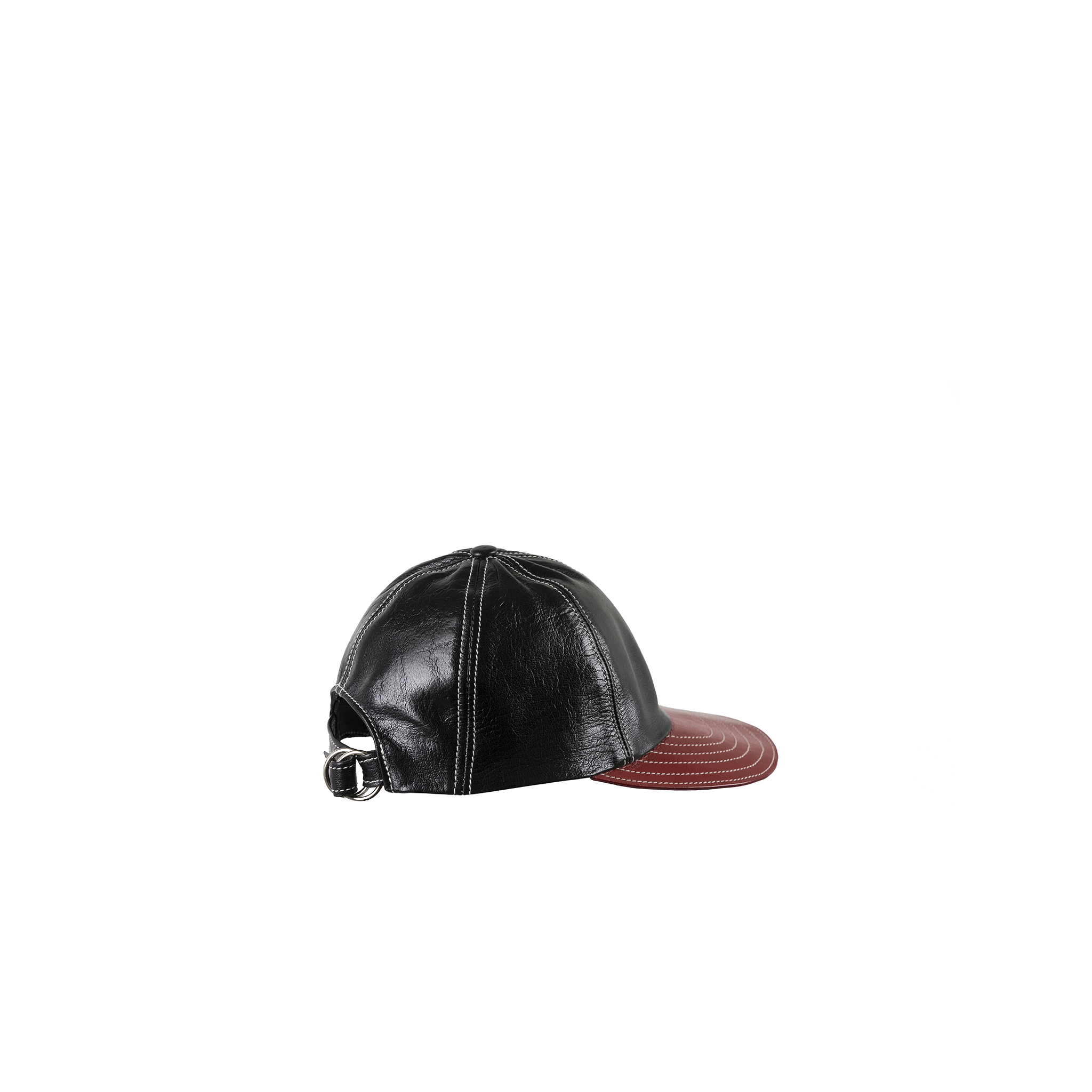 Casquette Chapalac - Cuir laqué - Couleurs noir et rouge